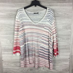 NIC+ZOE Skyline Stripe Top V Neck